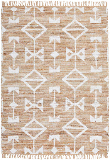 Trudy Bodhi Natural & White Jute Bohemian Tribal Pattern Rug